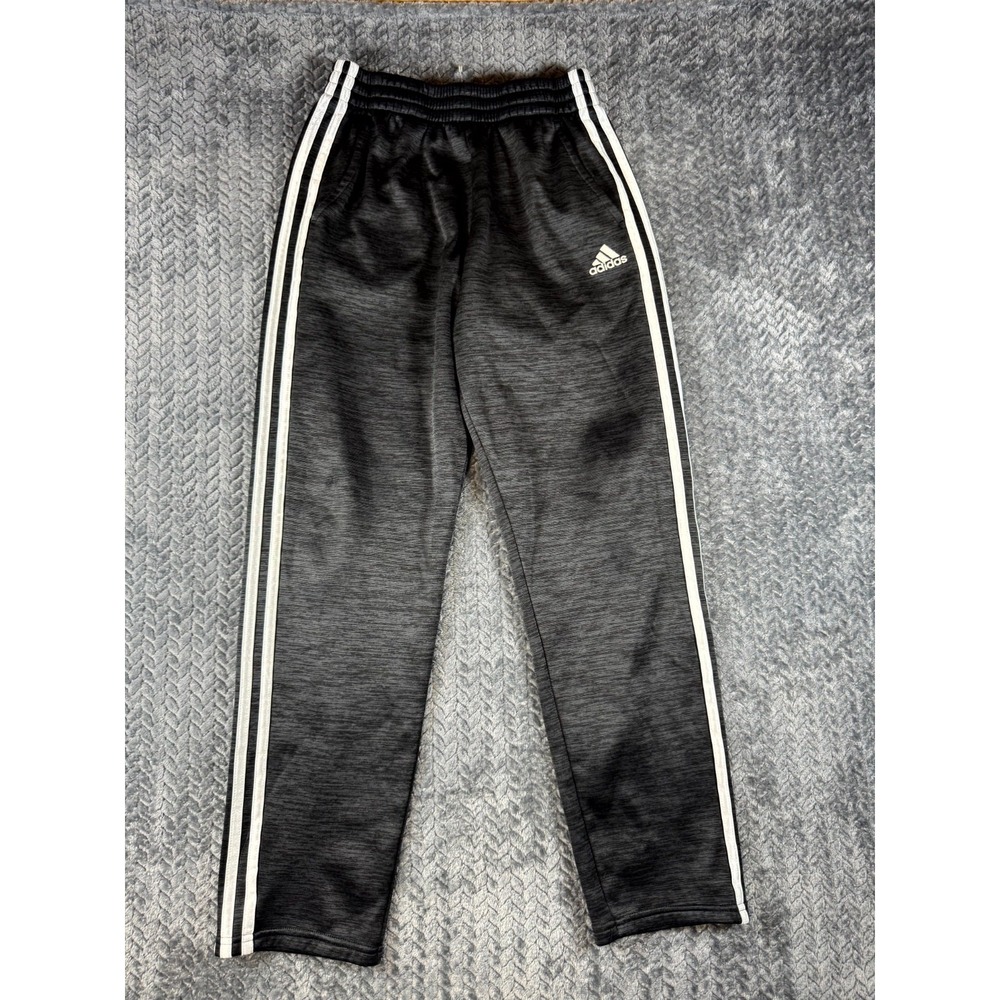Adidas Sweatpants Boys L 14/16 Black White 3 Stripe Comfortable Regular Fit